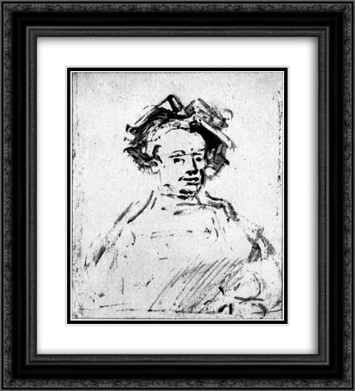 Self-portrait 20x22 Black Ornate Wood Framed Art Print Poster with Double Matting by Rembrandt