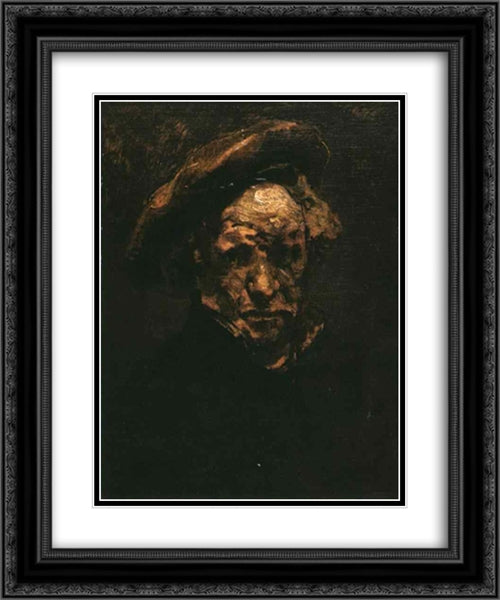 Self-portrait 20x24 Black Ornate Wood Framed Art Print Poster with Double Matting by Rembrandt