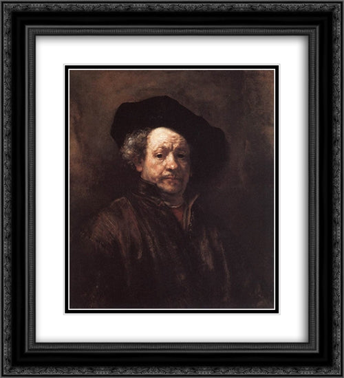 Self-portrait 20x22 Black Ornate Wood Framed Art Print Poster with Double Matting by Rembrandt