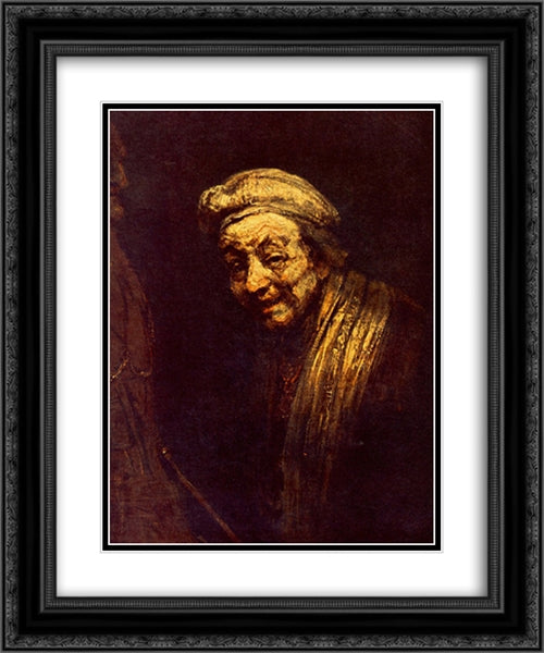 Self-portrait 20x24 Black Ornate Wood Framed Art Print Poster with Double Matting by Rembrandt