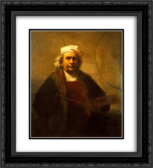 Self-portrait 20x22 Black Ornate Wood Framed Art Print Poster with Double Matting by Rembrandt