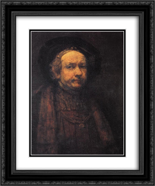 Self-portrait 20x24 Black Ornate Wood Framed Art Print Poster with Double Matting by Rembrandt