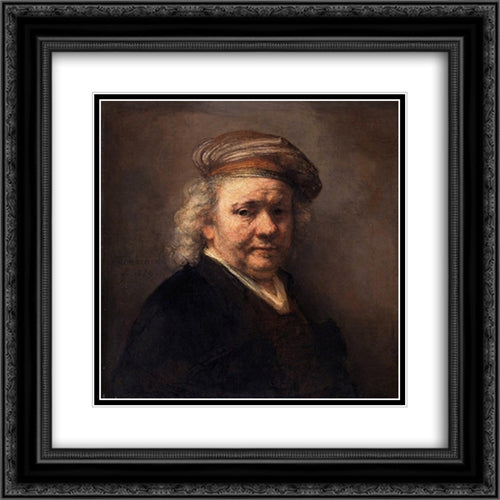 Self-portrait 20x20 Black Ornate Wood Framed Art Print Poster with Double Matting by Rembrandt