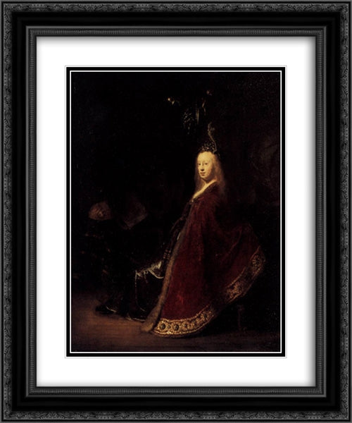 Minerva 20x24 Black Ornate Wood Framed Art Print Poster with Double Matting by Rembrandt