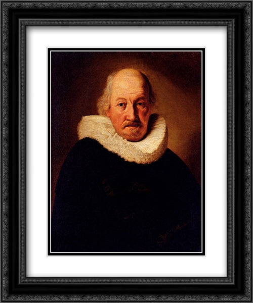 Portrait Of An Old Man 20x24 Black Ornate Wood Framed Art Print Poster with Double Matting by Rembrandt