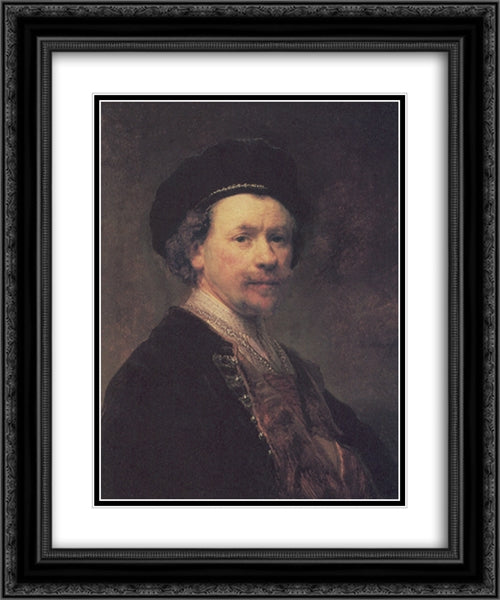 Self-portrait 20x24 Black Ornate Wood Framed Art Print Poster with Double Matting by Rembrandt