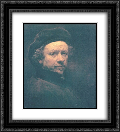 Self-portrait 20x22 Black Ornate Wood Framed Art Print Poster with Double Matting by Rembrandt