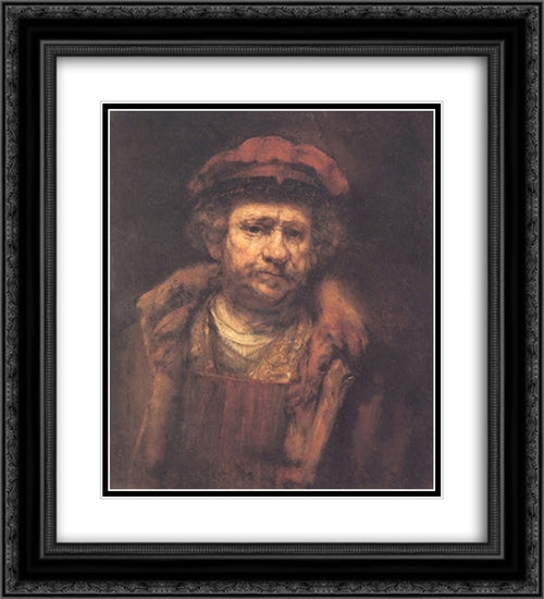 Self-portrait 20x22 Black Ornate Wood Framed Art Print Poster with Double Matting by Rembrandt