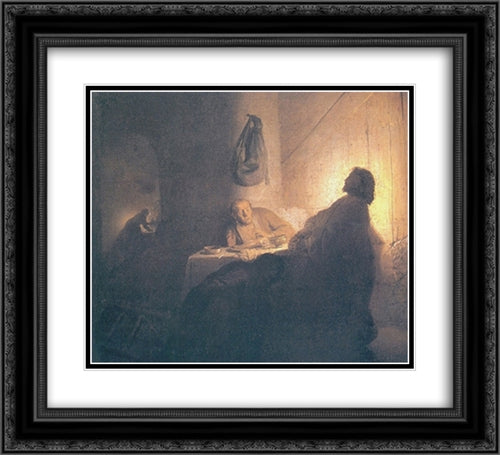 The Supper at Emmaus 22x20 Black Ornate Wood Framed Art Print Poster with Double Matting by Rembrandt