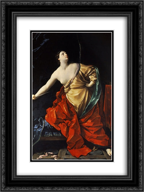 Lucretia 18x24 Black Ornate Wood Framed Art Print Poster with Double Matting by Reni, Guido