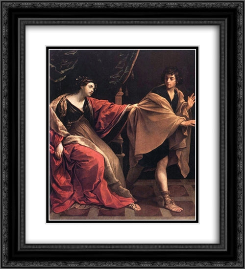 Joseph and Potiphar's Wife 20x22 Black Ornate Wood Framed Art Print Poster with Double Matting by Reni, Guido