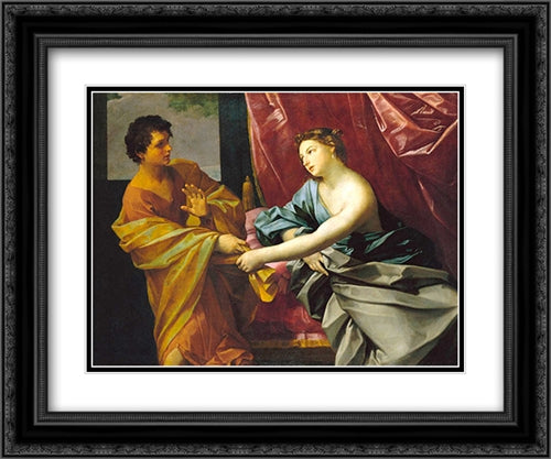 Joseph and Potiphar's Wife 24x20 Black Ornate Wood Framed Art Print Poster with Double Matting by Reni, Guido