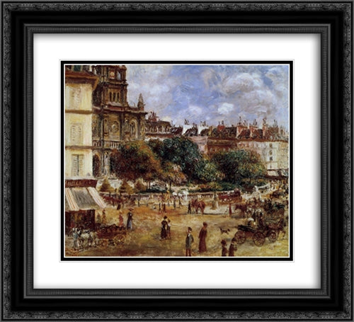 Place de la Trinite 22x20 Black Ornate Wood Framed Art Print Poster with Double Matting by Renoir, Pierre Auguste