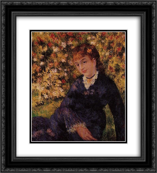 Summer 20x22 Black Ornate Wood Framed Art Print Poster with Double Matting by Renoir, Pierre Auguste