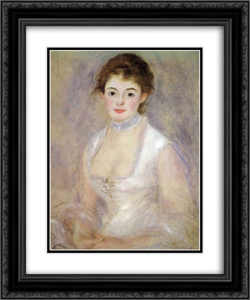 Madame Henriot 20x24 Black Ornate Wood Framed Art Print Poster with Double Matting by Renoir, Pierre Auguste