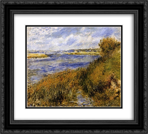 The Banks of the Seine at Champrosay 22x20 Black Ornate Wood Framed Art Print Poster with Double Matting by Renoir, Pierre Auguste