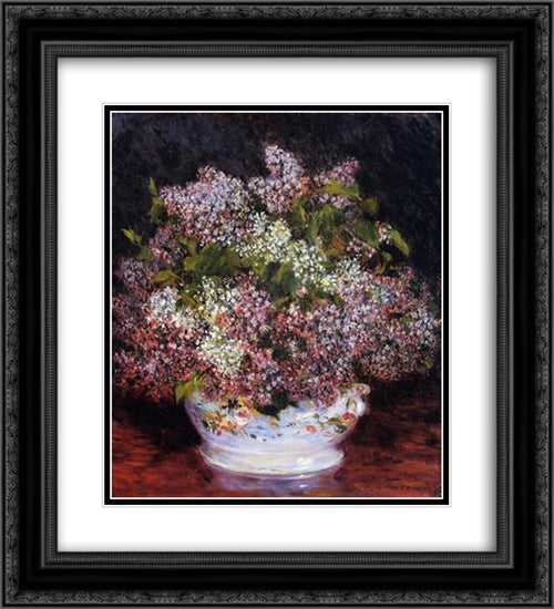 Bouquet of Flowers 20x22 Black Ornate Wood Framed Art Print Poster with Double Matting by Renoir, Pierre Auguste