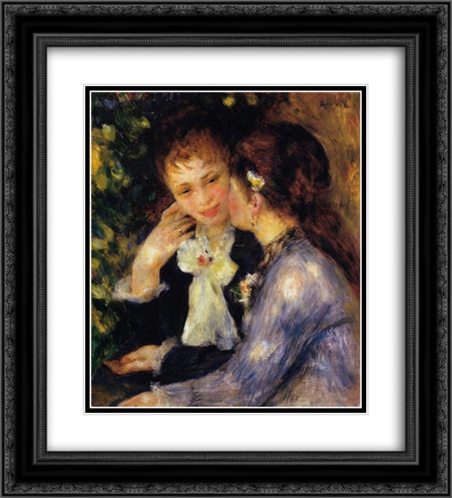 Confidences 20x22 Black Ornate Wood Framed Art Print Poster with Double Matting by Renoir, Pierre Auguste