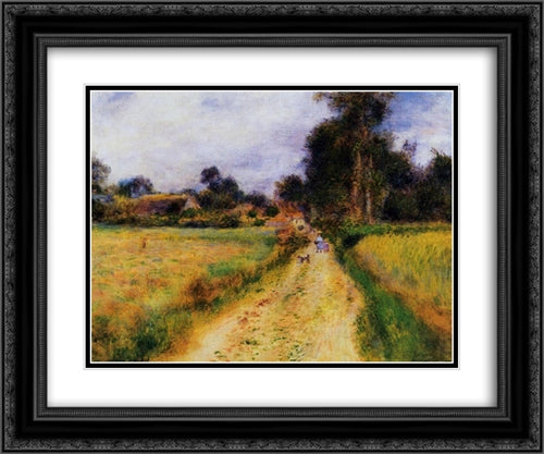 The Farm 24x20 Black Ornate Wood Framed Art Print Poster with Double Matting by Renoir, Pierre Auguste