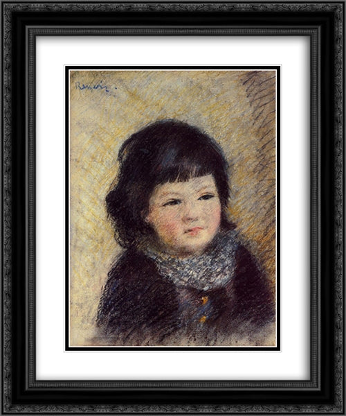 Portrait of a Child 20x24 Black Ornate Wood Framed Art Print Poster with Double Matting by Renoir, Pierre Auguste