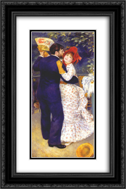 Dance in the Country 16x24 Black Ornate Wood Framed Art Print Poster with Double Matting by Renoir, Pierre Auguste