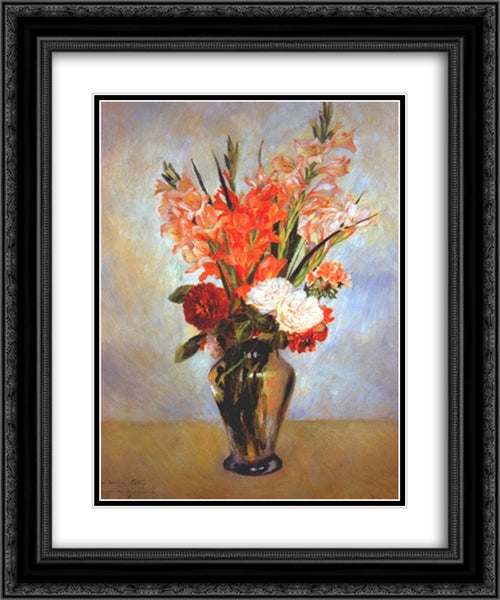 Gladioli 20x24 Black Ornate Wood Framed Art Print Poster with Double Matting by Renoir, Pierre Auguste