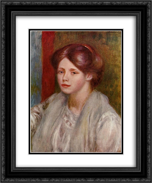 Portrait of a Young Woman 20x24 Black Ornate Wood Framed Art Print Poster with Double Matting by Renoir, Pierre Auguste