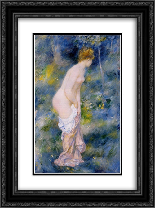 Standing Bather 18x24 Black Ornate Wood Framed Art Print Poster with Double Matting by Renoir, Pierre Auguste