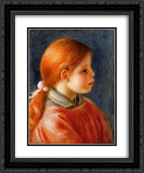 Head of a Young Woman 20x24 Black Ornate Wood Framed Art Print Poster with Double Matting by Renoir, Pierre Auguste