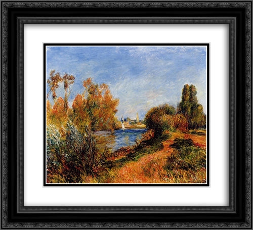 The Seine at Argenteuil 22x20 Black Ornate Wood Framed Art Print Poster with Double Matting by Renoir, Pierre Auguste