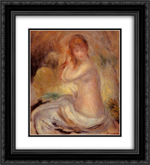 Bather 20x22 Black Ornate Wood Framed Art Print Poster with Double Matting by Renoir, Pierre Auguste