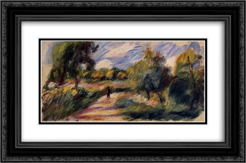 Landscape 24x16 Black Ornate Wood Framed Art Print Poster with Double Matting by Renoir, Pierre Auguste