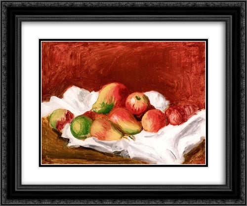 Pears and Apples 24x20 Black Ornate Wood Framed Art Print Poster with Double Matting by Renoir, Pierre Auguste