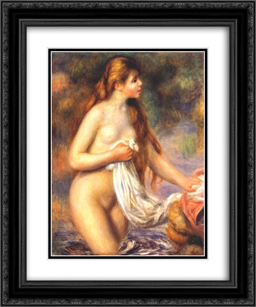 Bather 20x24 Black Ornate Wood Framed Art Print Poster with Double Matting by Renoir, Pierre Auguste