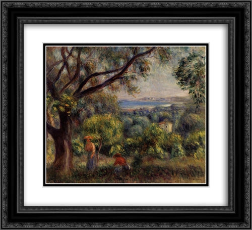 Cagnes Landscape 22x20 Black Ornate Wood Framed Art Print Poster with Double Matting by Renoir, Pierre Auguste