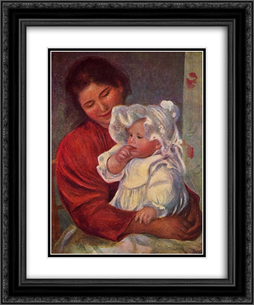 Gabrielle and Jean 20x24 Black Ornate Wood Framed Art Print Poster with Double Matting by Renoir, Pierre Auguste