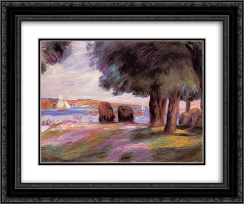 Landscape 24x20 Black Ornate Wood Framed Art Print Poster with Double Matting by Renoir, Pierre Auguste