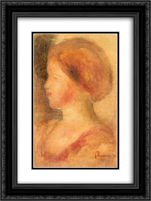 Portrait of a Young Girl 18x24 Black Ornate Wood Framed Art Print Poster with Double Matting by Renoir, Pierre Auguste