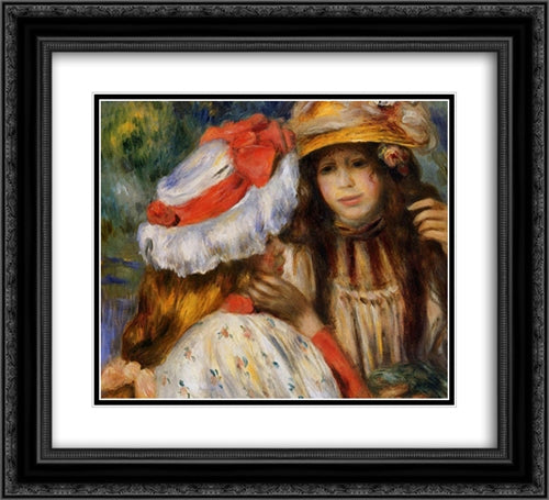 Two Sisters 22x20 Black Ornate Wood Framed Art Print Poster with Double Matting by Renoir, Pierre Auguste