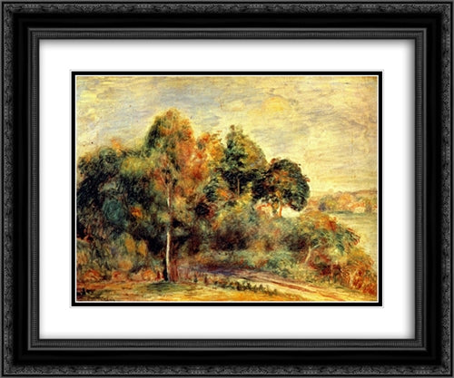 Landscape 24x20 Black Ornate Wood Framed Art Print Poster with Double Matting by Renoir, Pierre Auguste