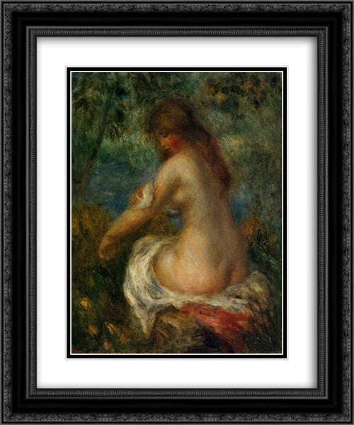 Bather 20x24 Black Ornate Wood Framed Art Print Poster with Double Matting by Renoir, Pierre Auguste