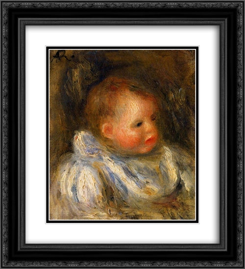 Portrait of Coco 20x22 Black Ornate Wood Framed Art Print Poster with Double Matting by Renoir, Pierre Auguste