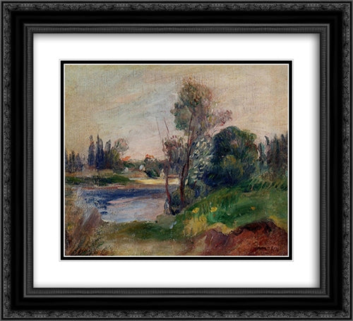 Banks of the River 22x20 Black Ornate Wood Framed Art Print Poster with Double Matting by Renoir, Pierre Auguste