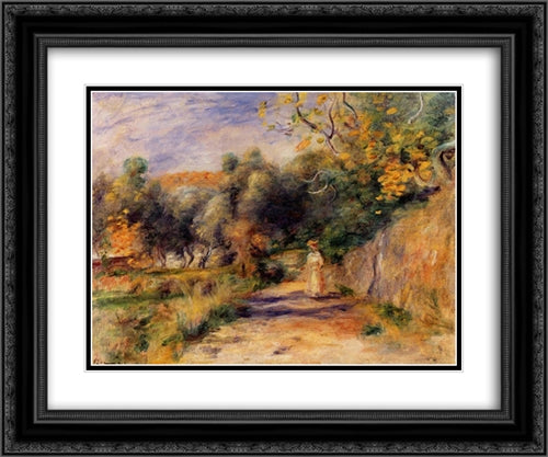 Landscape at Cagnes 24x20 Black Ornate Wood Framed Art Print Poster with Double Matting by Renoir, Pierre Auguste