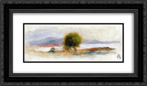 Cagnes Landscape 24x14 Black Ornate Wood Framed Art Print Poster with Double Matting by Renoir, Pierre Auguste