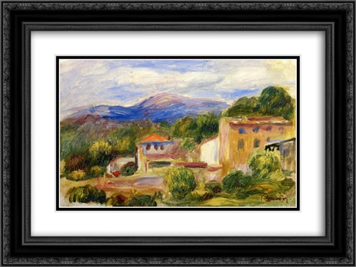 Cagnes Landscape 24x18 Black Ornate Wood Framed Art Print Poster with Double Matting by Renoir, Pierre Auguste