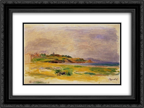 Cagnes Landscape 24x18 Black Ornate Wood Framed Art Print Poster with Double Matting by Renoir, Pierre Auguste