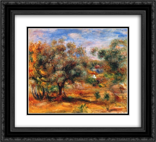 Landscape Near Cagnes 22x20 Black Ornate Wood Framed Art Print Poster with Double Matting by Renoir, Pierre Auguste