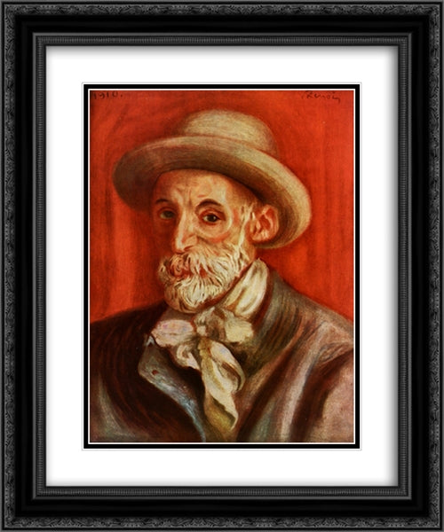 Self-Portrait 20x24 Black Ornate Wood Framed Art Print Poster with Double Matting by Renoir, Pierre Auguste