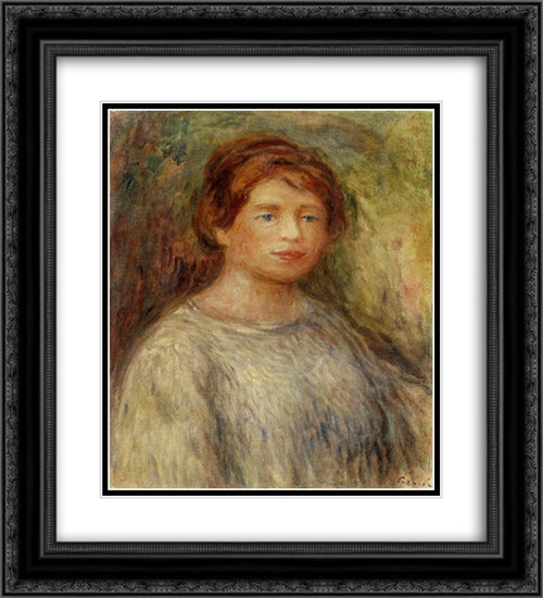 Portrait of a Woman 20x22 Black Ornate Wood Framed Art Print Poster with Double Matting by Renoir, Pierre Auguste